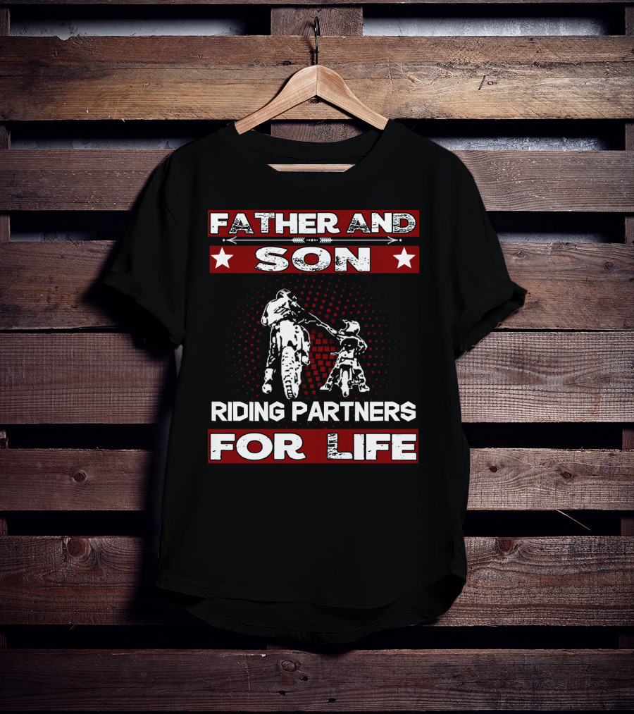 Father And Son Riding Partners For Life Motocross Supercross Brap Dirt Bike Father T-Shirt
