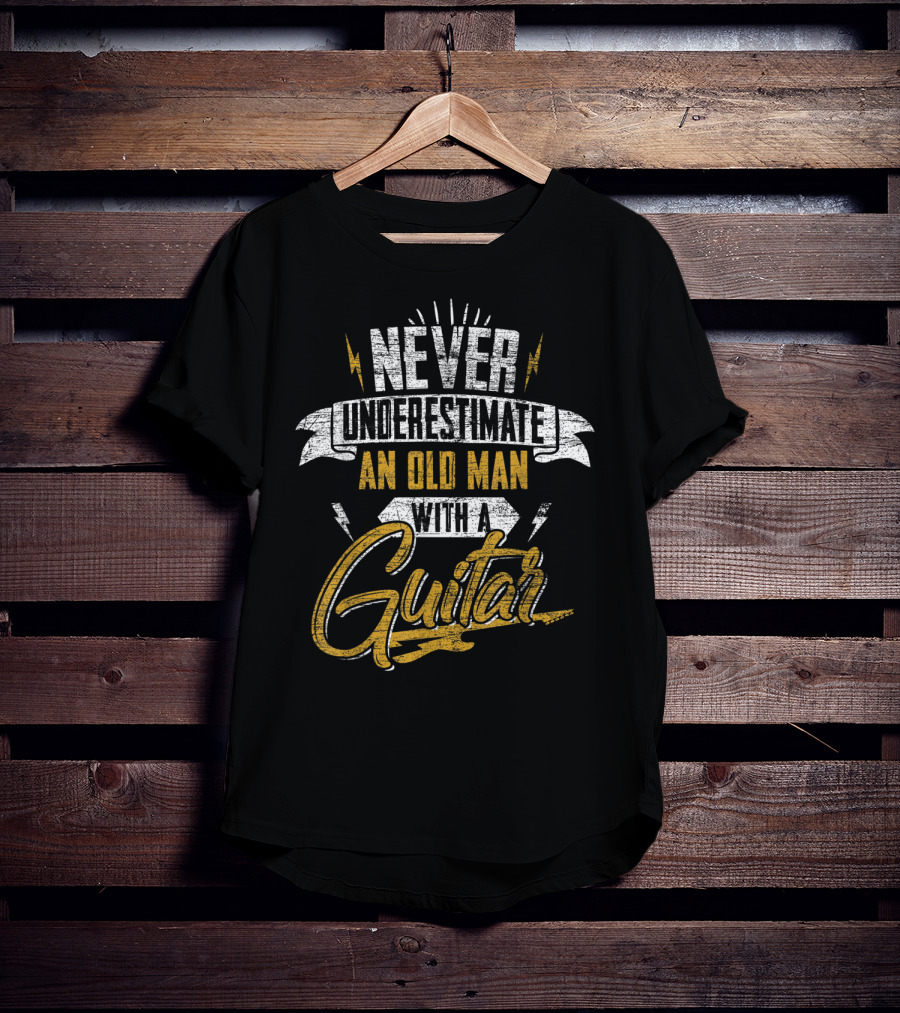 Never Underestimate An Old Man With A Guitar T-Shirt