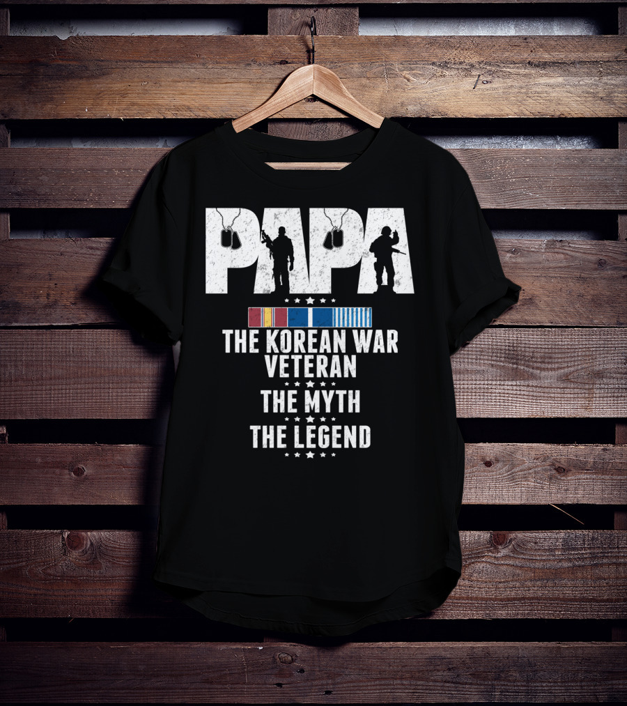 Papa Korean War Veteran Myth Legend With Medals T-Shirt