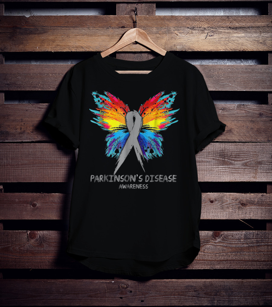PARKINSON'S DISEASE Awareness Butterfly Rainbow T-Shirt