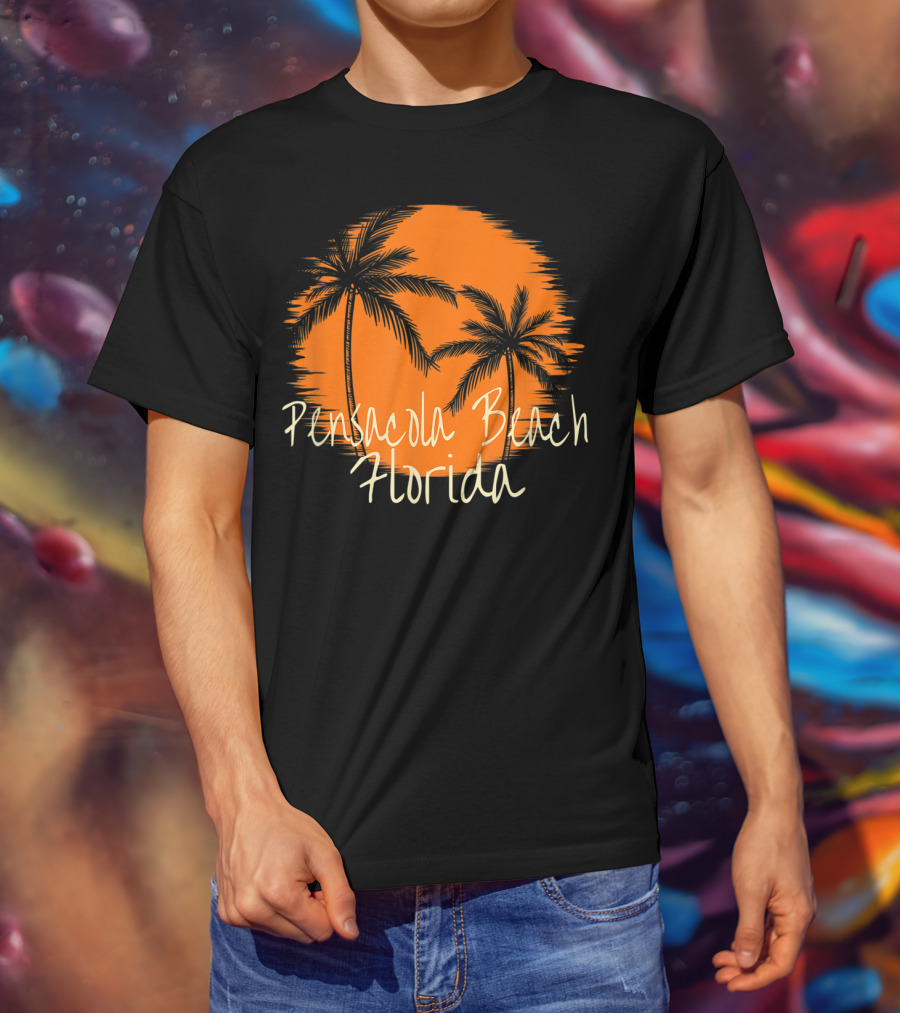 Pensacola Beach Florida Vacation Souvenir Sun Palm Trees T-Shirt