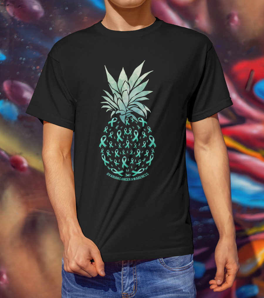Pineapple Ovarian Cancer Awareness Ribbons T-Shirt