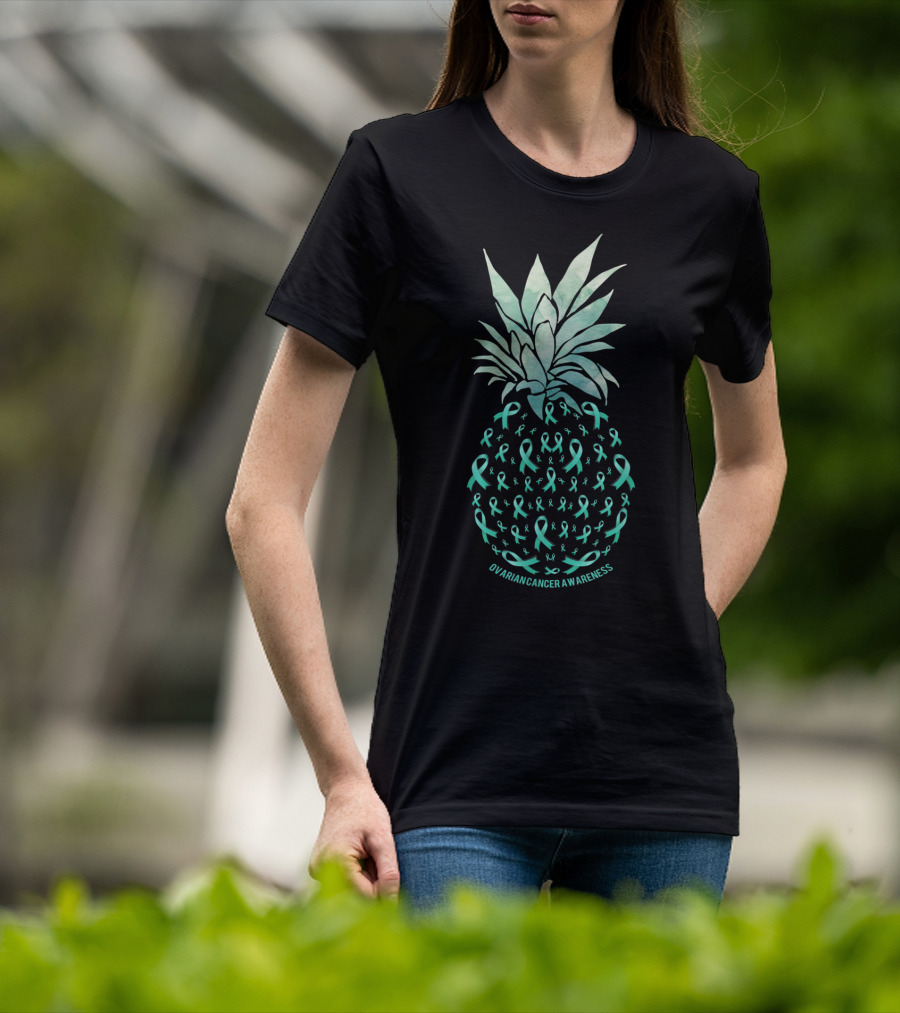 Pineapple Ovarian Cancer Awareness Ribbons T-Shirt