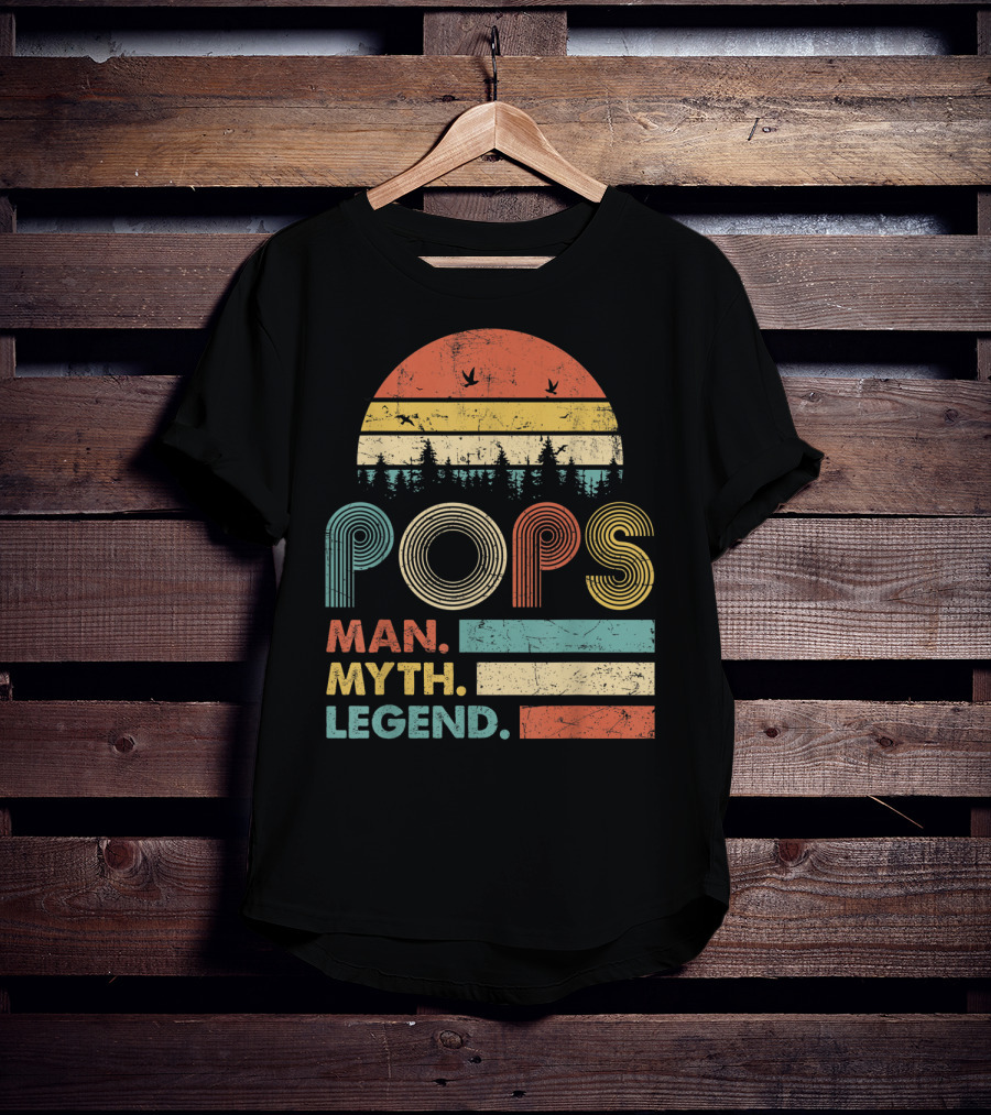 Pops The Man The Myth The Legend Retro Sunset T-Shirt