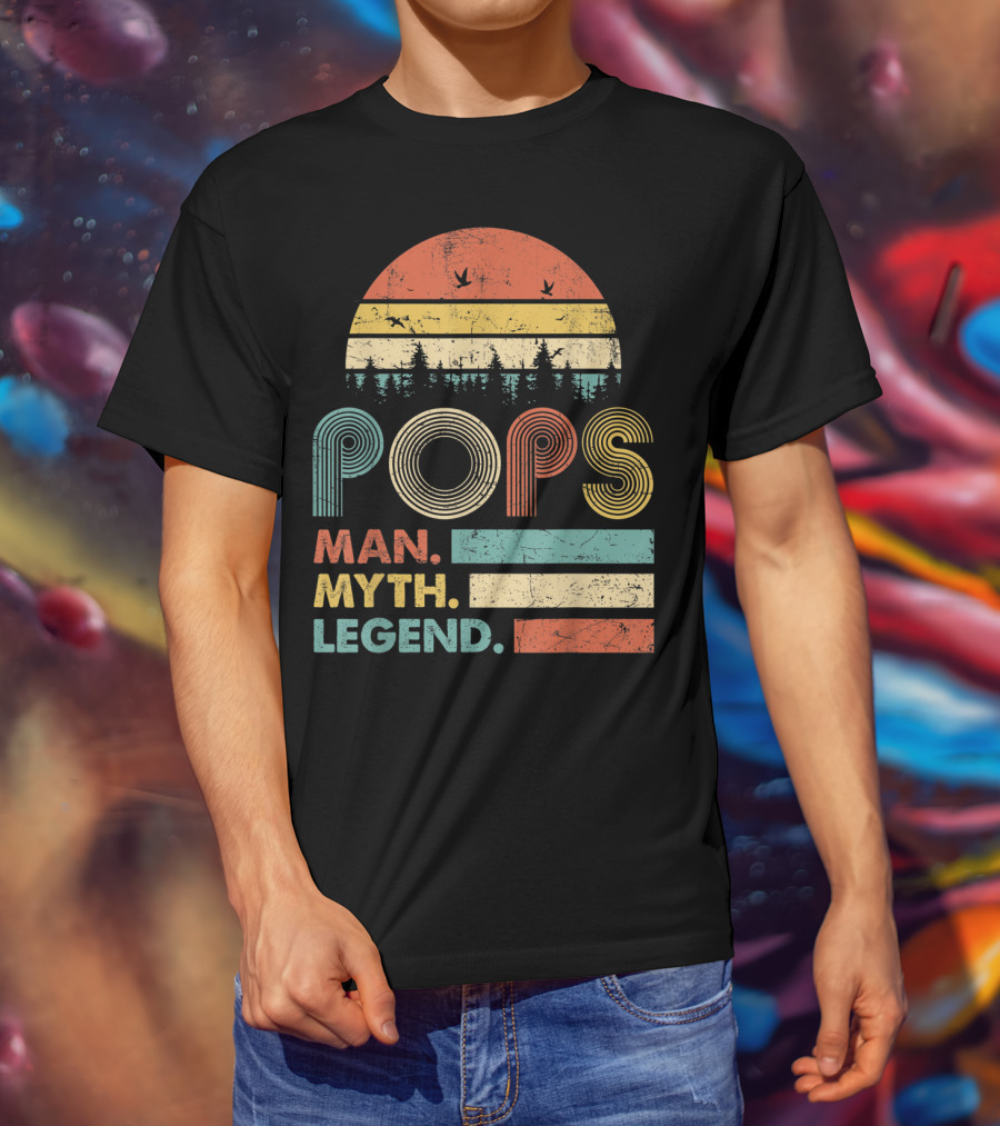 Pops The Man The Myth The Legend Retro Sunset T-Shirt