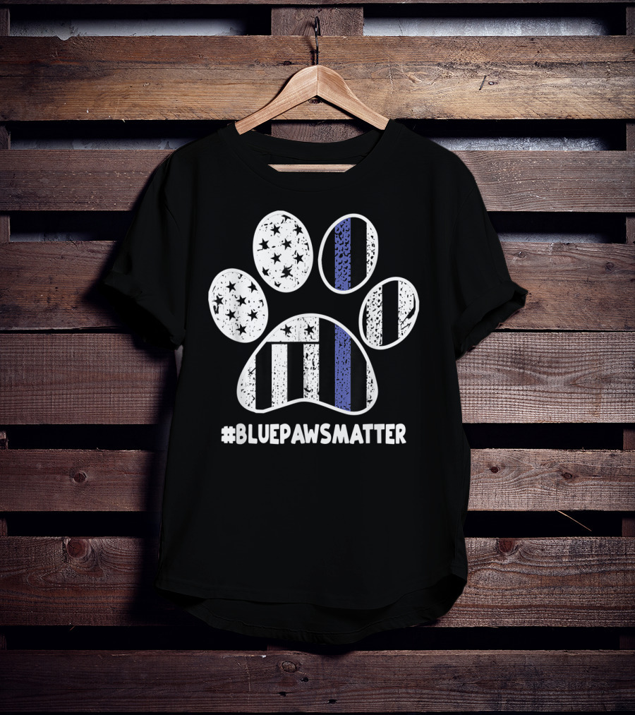 BluePawsMatter Thin Blue Line Police K9 Dog Paws T-Shirt