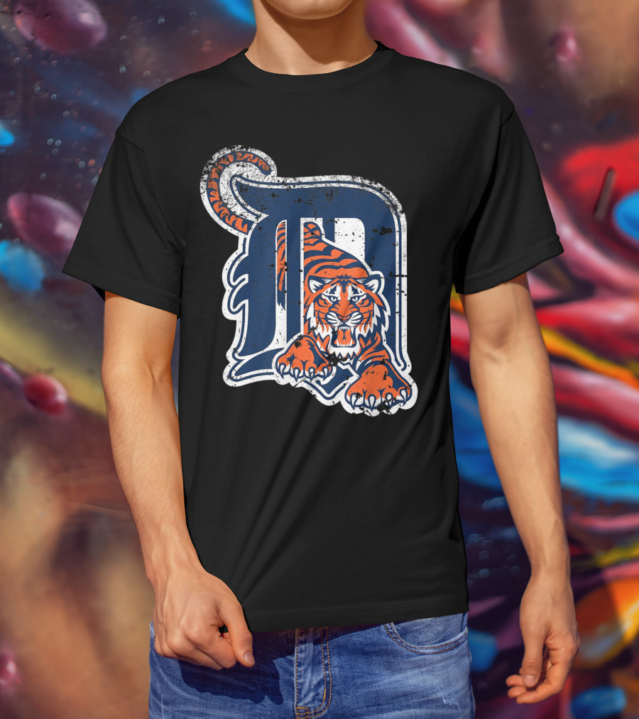 Tiger Mascot Distressed Detroit T-Shirt