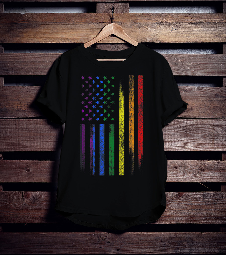 USA Rainbow Flag Gay Pride Symbol T-Shirt