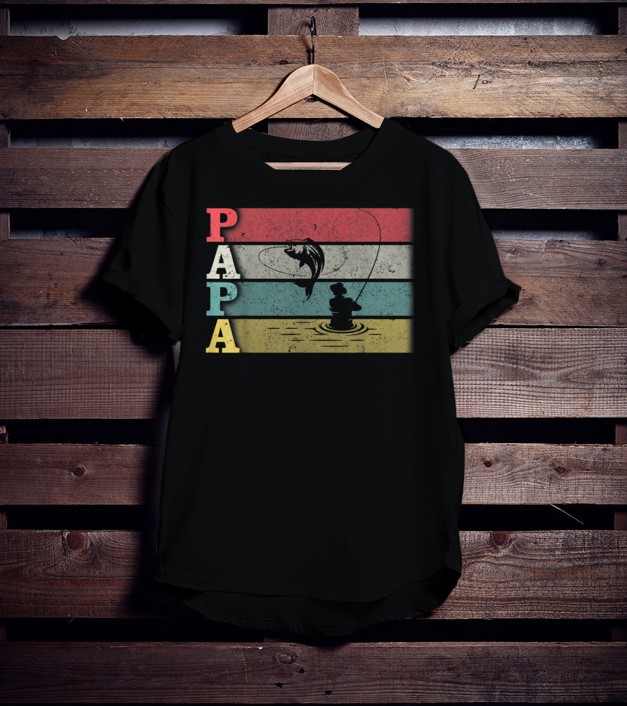 Vintage Fishing Papa Funny Dad Retro Father's Day T-Shirt