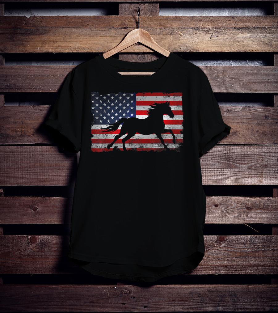 Horse American Flag Patriotic Horse Freedom T-Shirt