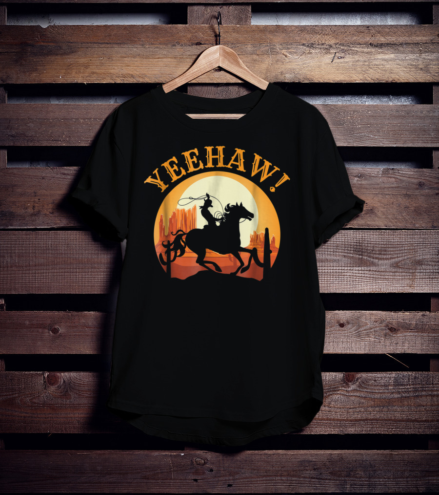 Yeehaw Howdy Cowboy Rodeo Riding Lover Sunset T-Shirt