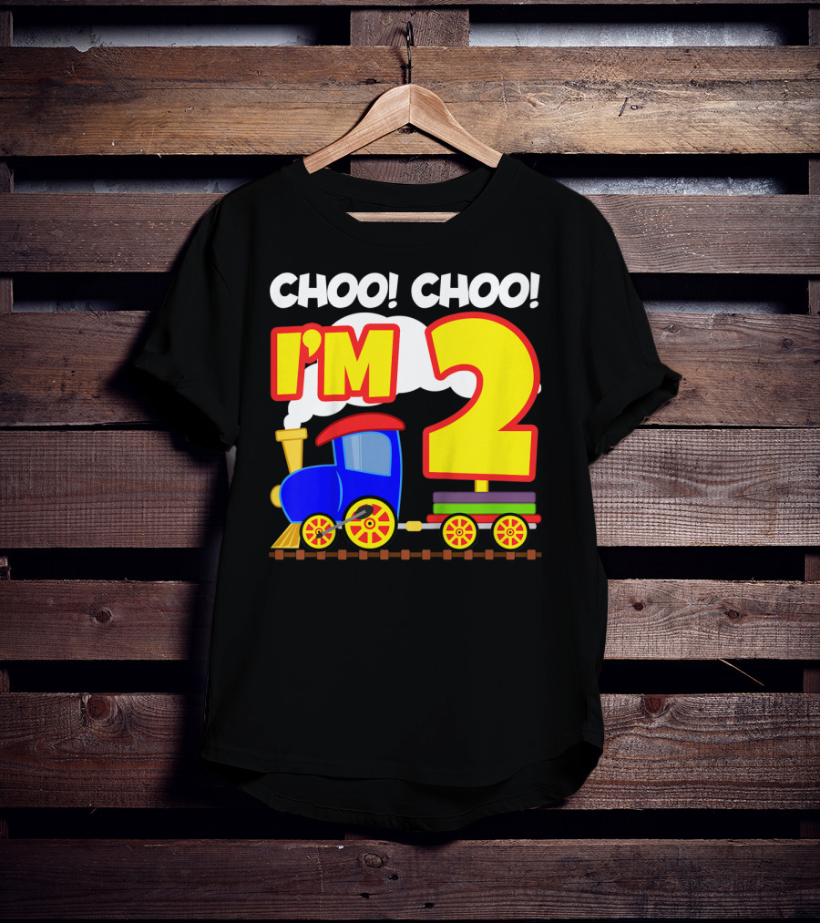 Choo Choo I'm 2 Year Old Train Birthday Toddler Fun T-Shirt