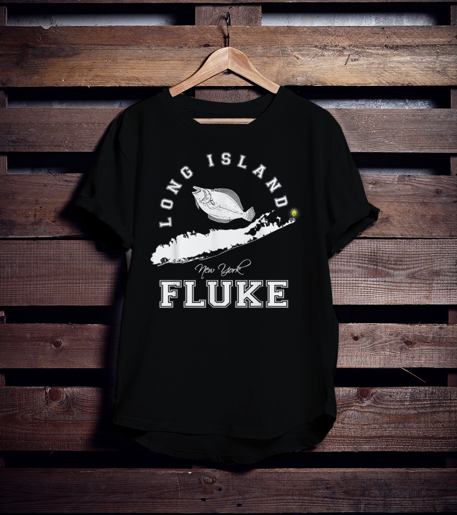 Long Island New York Fluke Fishing Map T-Shirt