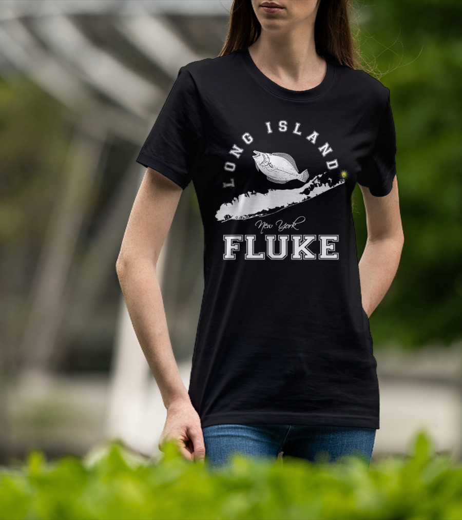 Long Island New York Fluke Fishing Map T-Shirt
