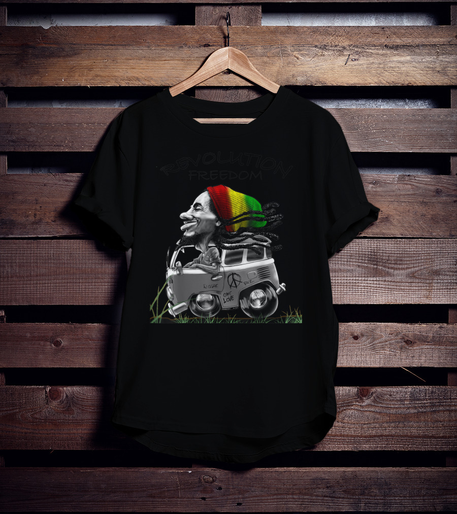 Revolution Freedom Rasta Reggae One Love Marley Peace Bus Bob Lover T-Shirt