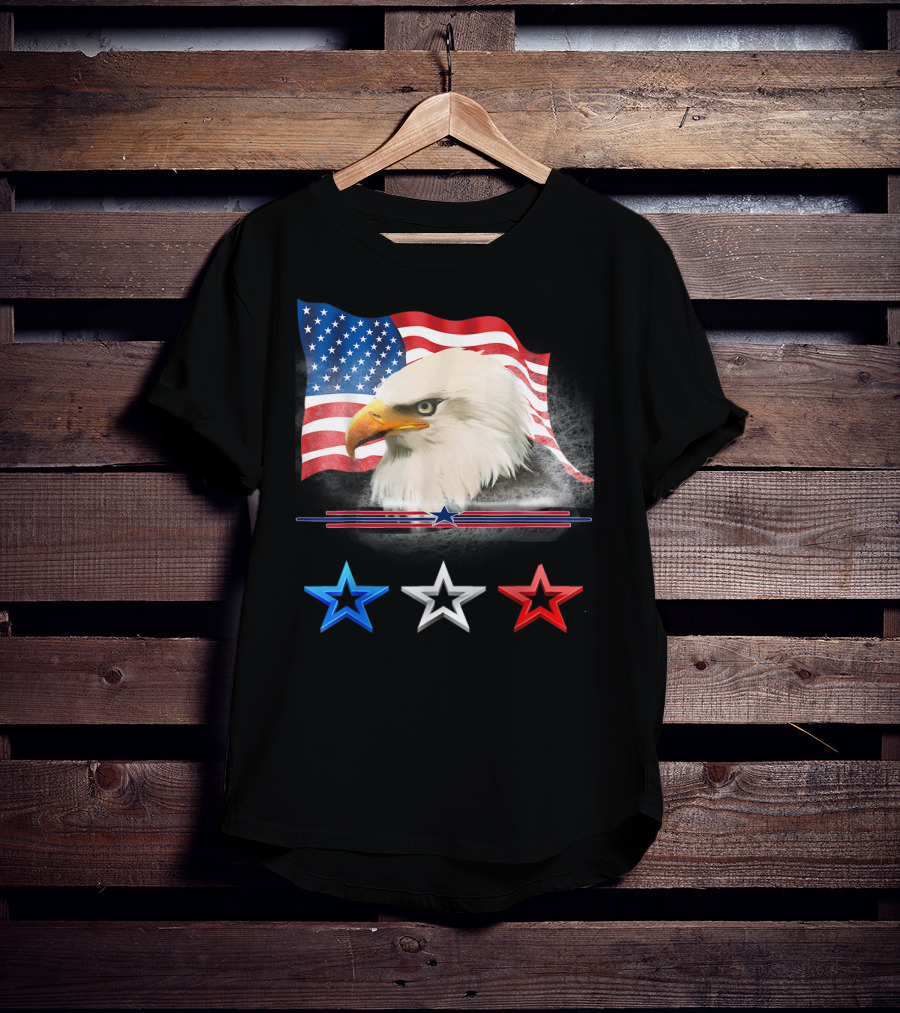 American Flag Eagle With Red White Blue Stars T-Shirt