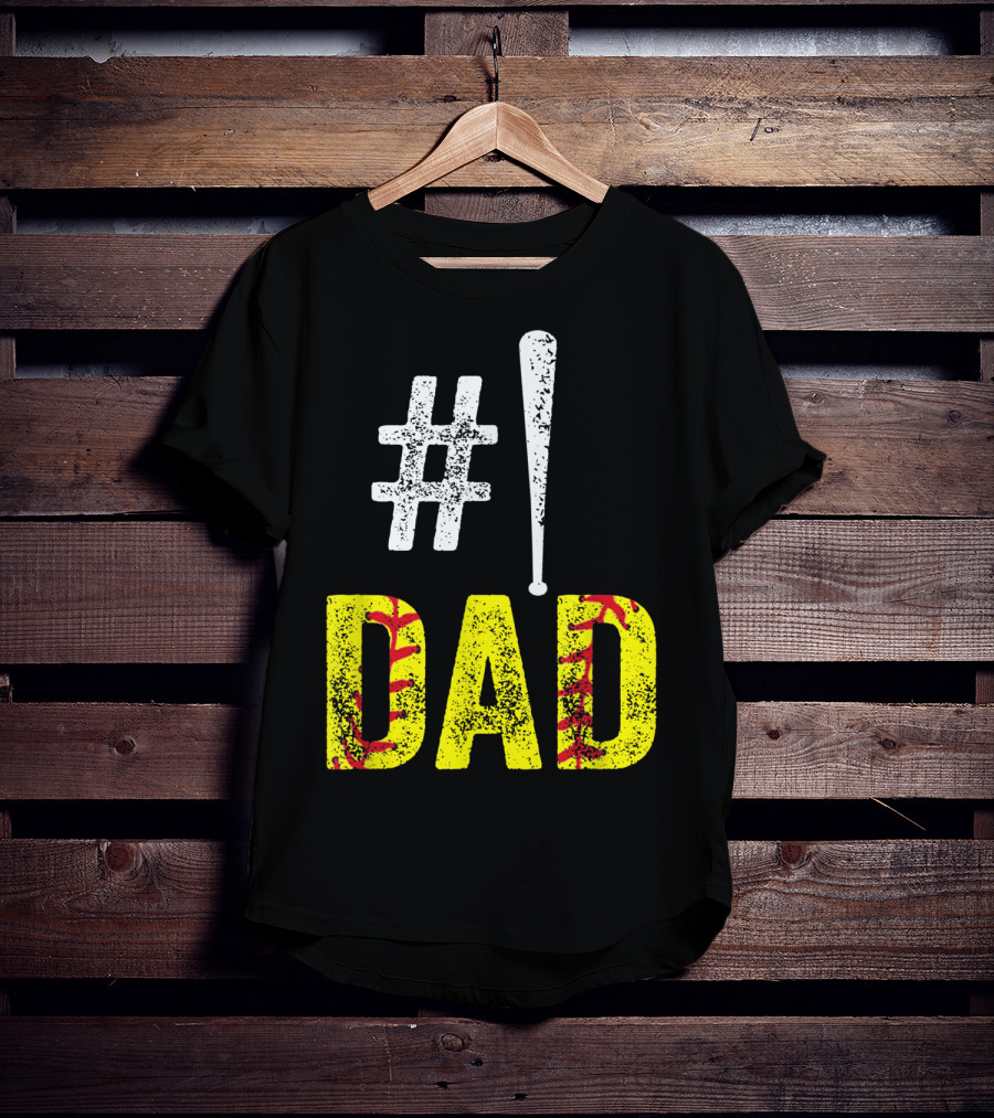 1 Dad Baseball Softball Funny Daddy T-Shirt