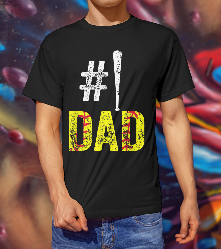 1 Dad Baseball Softball Funny Daddy T-Shirt