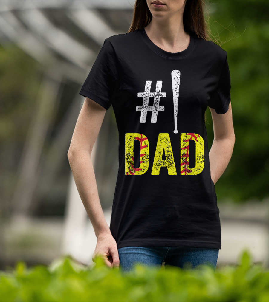 1 Dad Baseball Softball Funny Daddy T-Shirt
