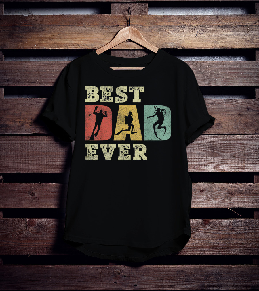 Mens Best Dad Ever With Scuba Diving T-Shirt