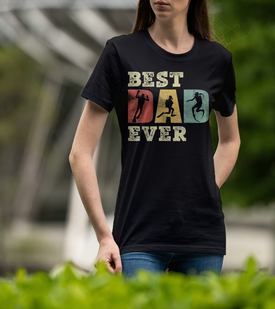 Mens Best Dad Ever With Scuba Diving T-Shirt