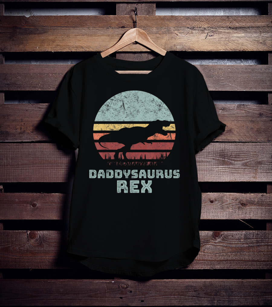 Daddysaurus Rex TRex Sunset Dinosaur Father's Day T-Shirt
