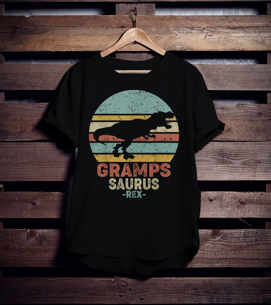 Grampsaurus Dinosaur Vintage Rex Retro Stripes T-Shirt