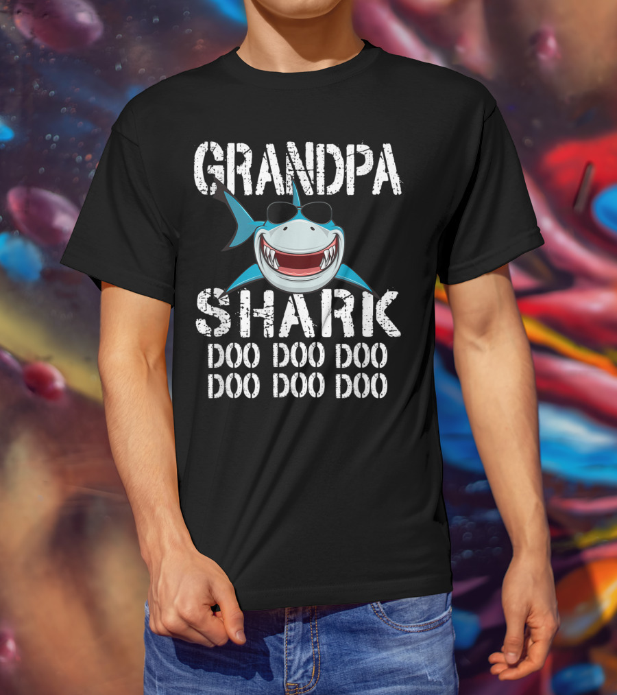 Grandpa Shark Doo Doo Doo Sunglasses Smile Family T-Shirt
