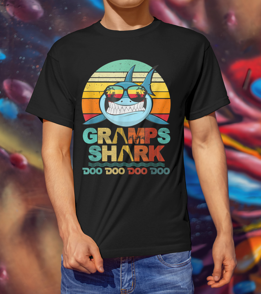 Gramps Shark Doo Doo Doo Doo Mens Vintage Funny T-Shirt