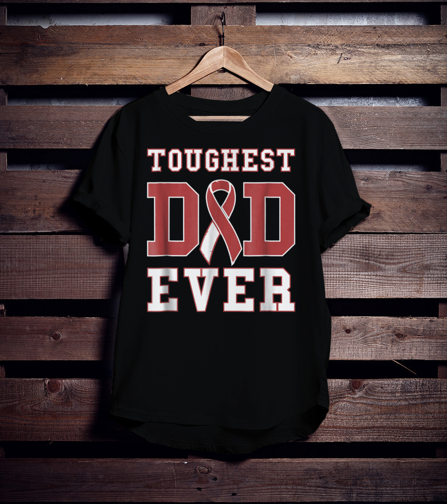 Toughest Dad Ever Head Neck Cancer Survivor Ribbon T-Shirt