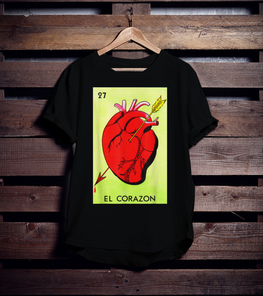 Mexican Loteria Card 27 El Corazon Heart With Arrow T-Shirt