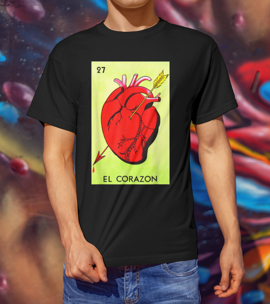 Mexican Loteria Card 27 El Corazon Heart With Arrow T-Shirt