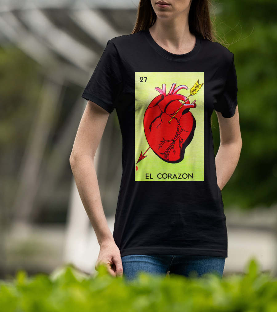 Mexican Loteria Card 27 El Corazon Heart With Arrow T-Shirt