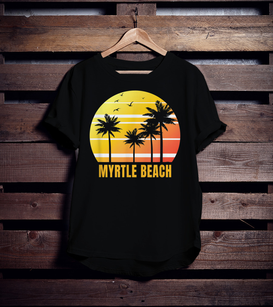 Myrtle Beach South Carolina Palm Trees Sunset Vacation Souvenir T-Shirt