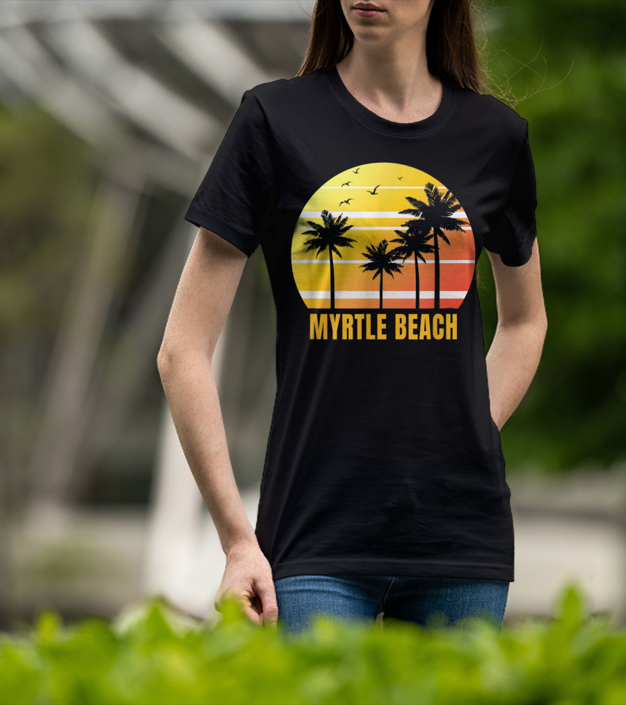 Myrtle Beach South Carolina Palm Trees Sunset Vacation Souvenir T-Shirt