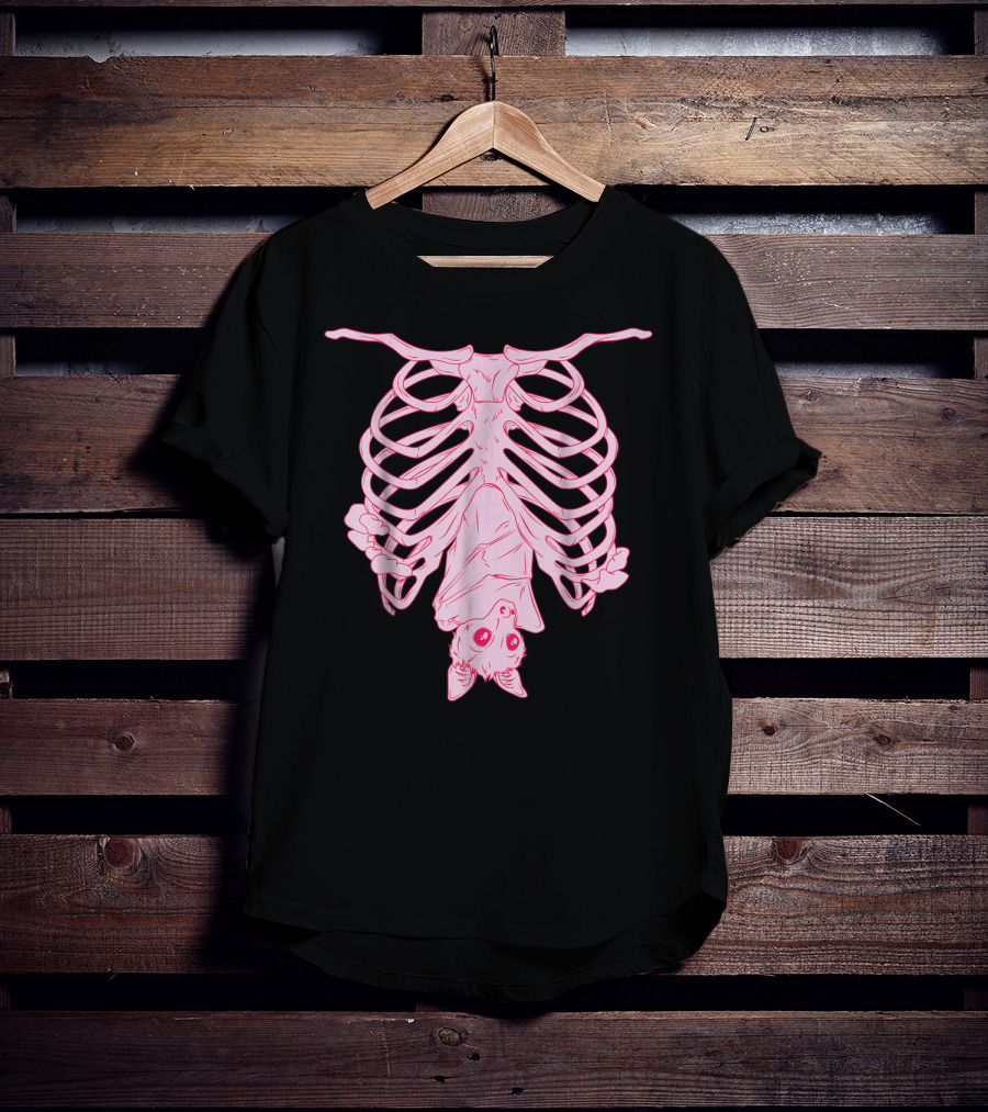 Nu Goth Pastel Bat With Skeleton Aesthetic T-Shirt