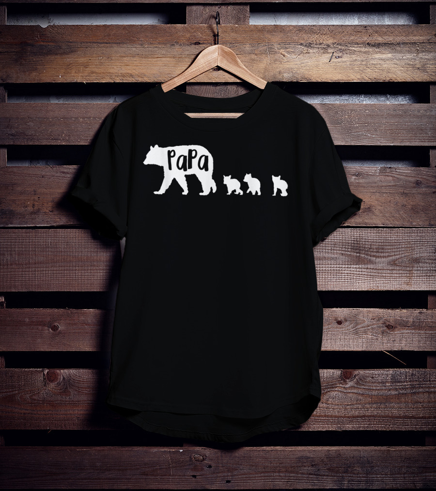 Papa Bear With Three Cubs Father Dad Family T-Shirt