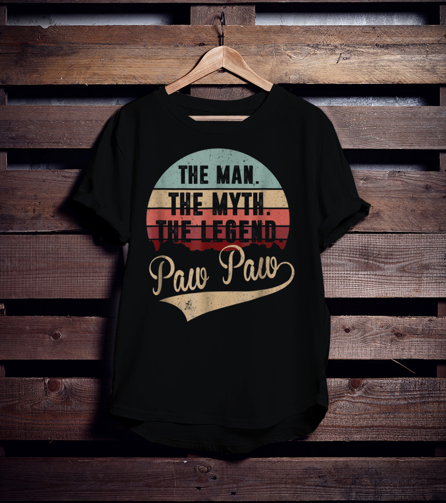 Paw Paw The Man The Myth The Legend Retro Vintage Sunset T-Shirt