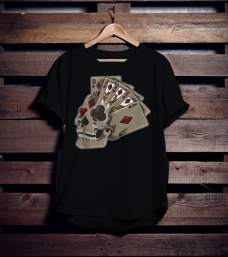 Skull With Poker Cards Casino Theme Party Tank T-Shirt