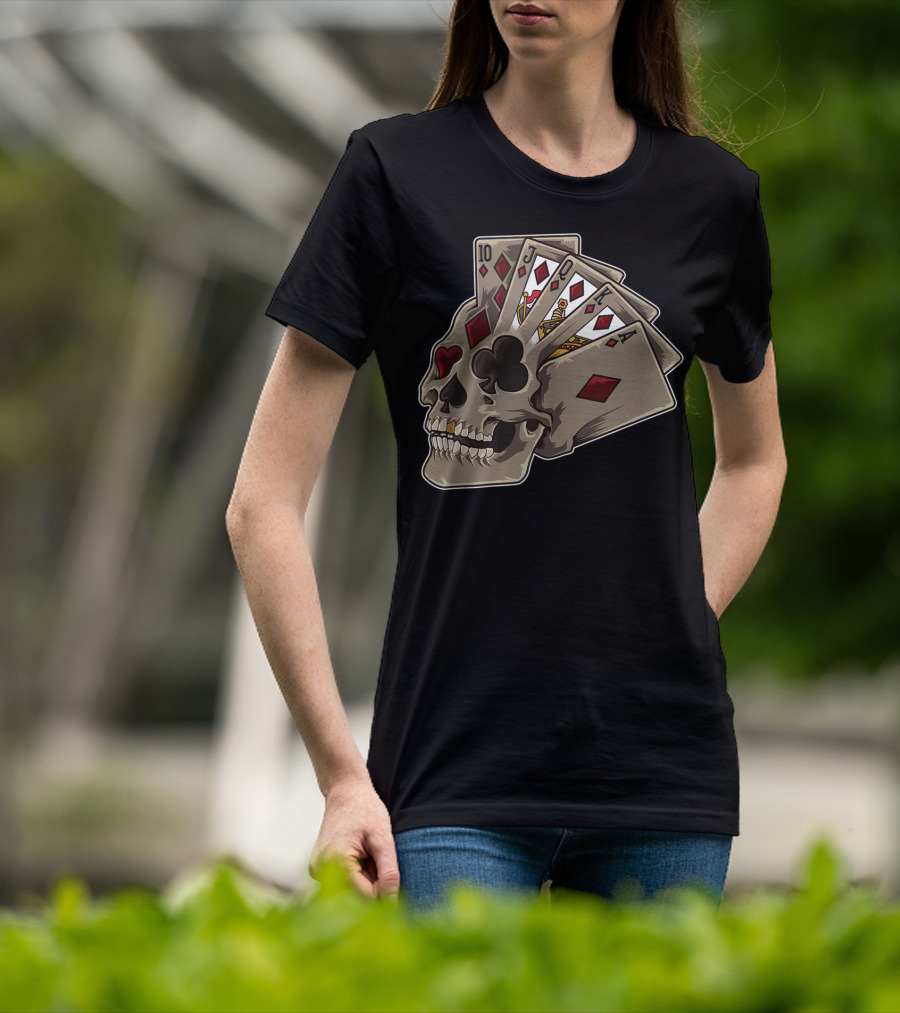 Skull With Poker Cards Casino Theme Party Tank T-Shirt