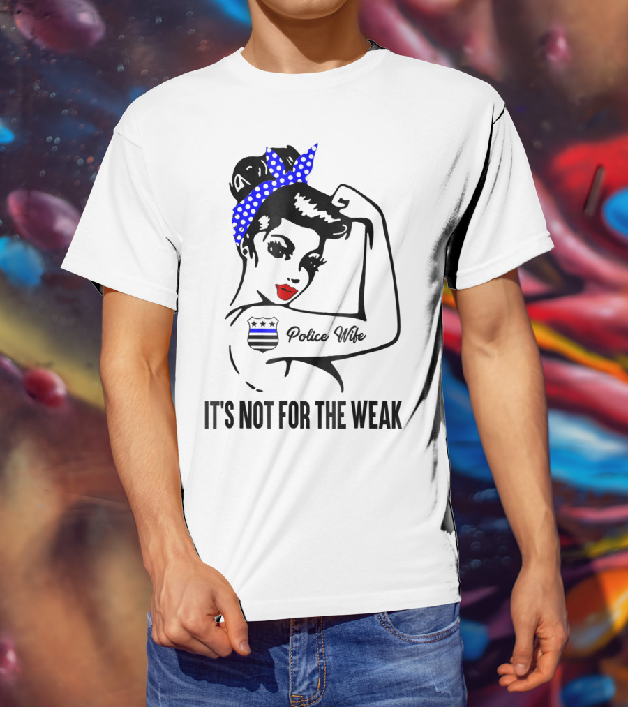 Police Wife Strength Blue Polka Dot Bandana Icon Tattoo T-Shirt