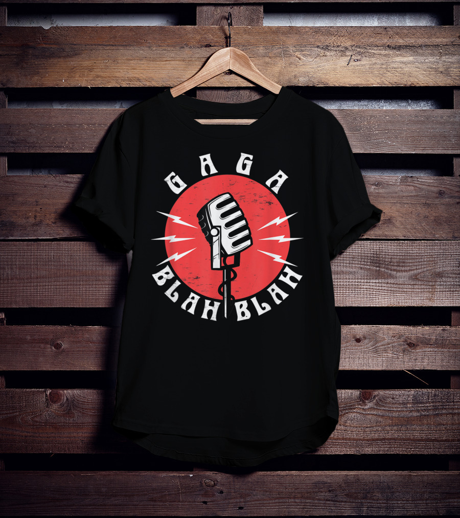 GAGA BLAH BLAH Vintage Microphone Red Circle T-Shirt
