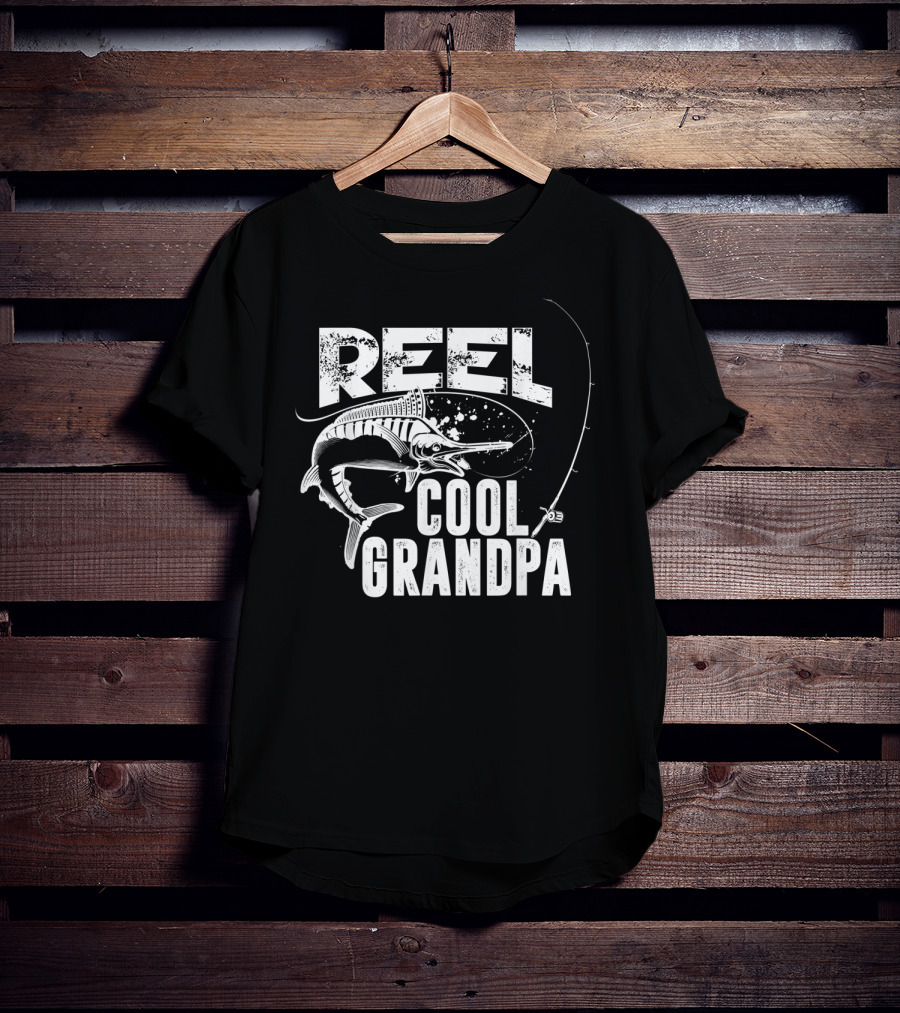 Reel Cool Grandpa Fishing Grandpa Love Marlin Pole T-Shirt