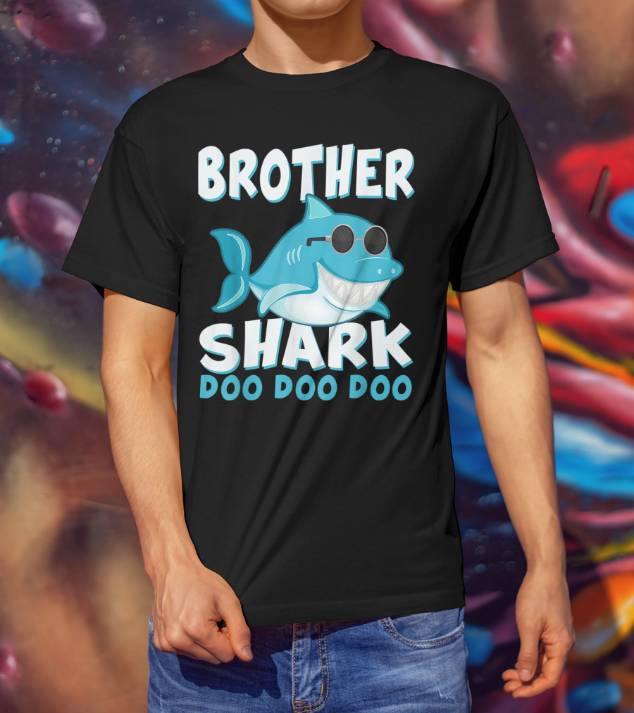 Brother Shark Doo Doo Doo Retro Vintage Father's Day T-Shirt