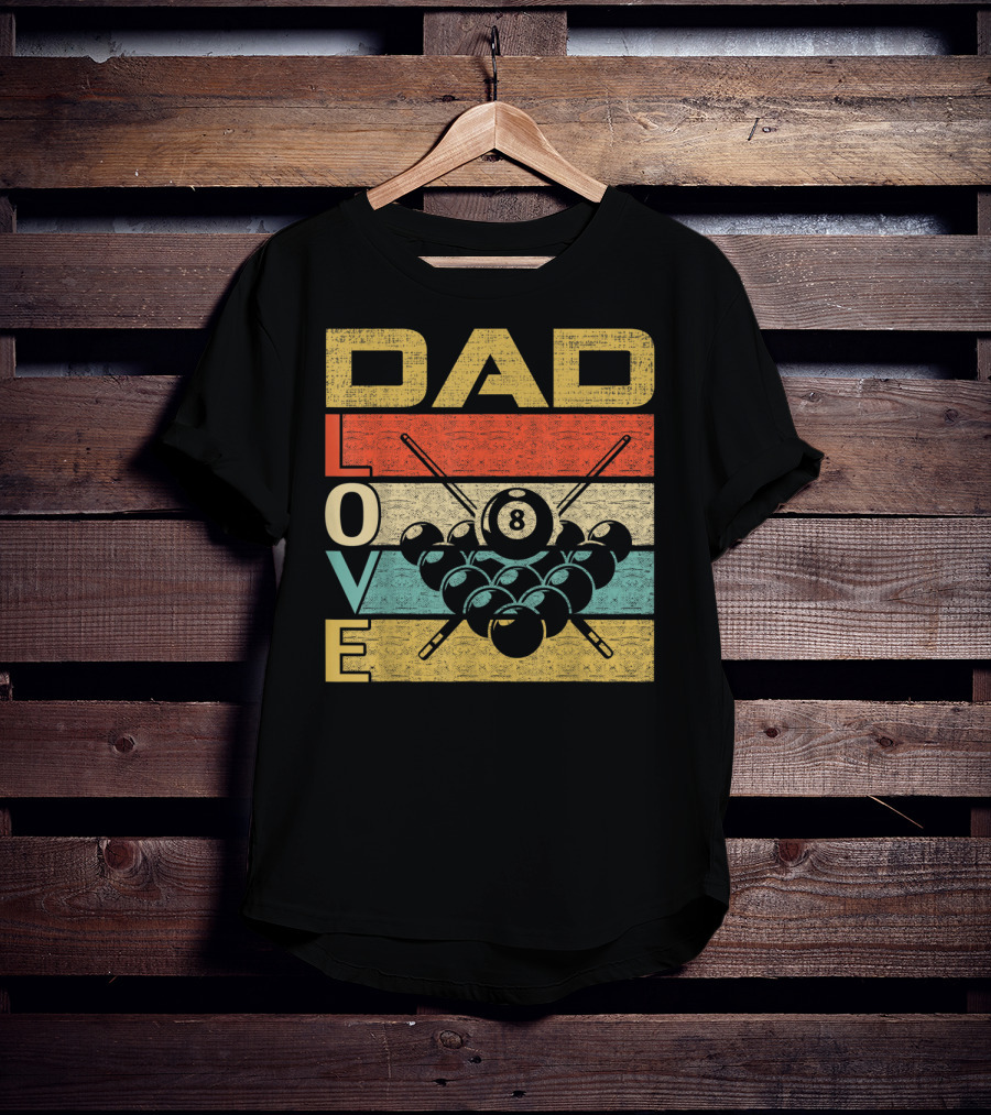 Dad Love Billiards 8 Ball Retro Vintage Father's T-Shirt