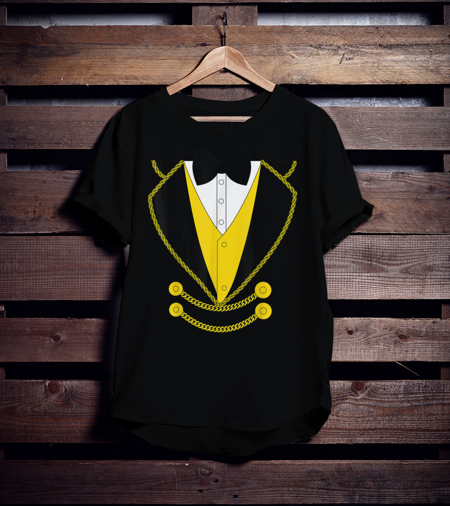 Ringmaster Costume Kids Circus Showman Outfit Black Yellow Tuxedo Bow Tie T-Shirt