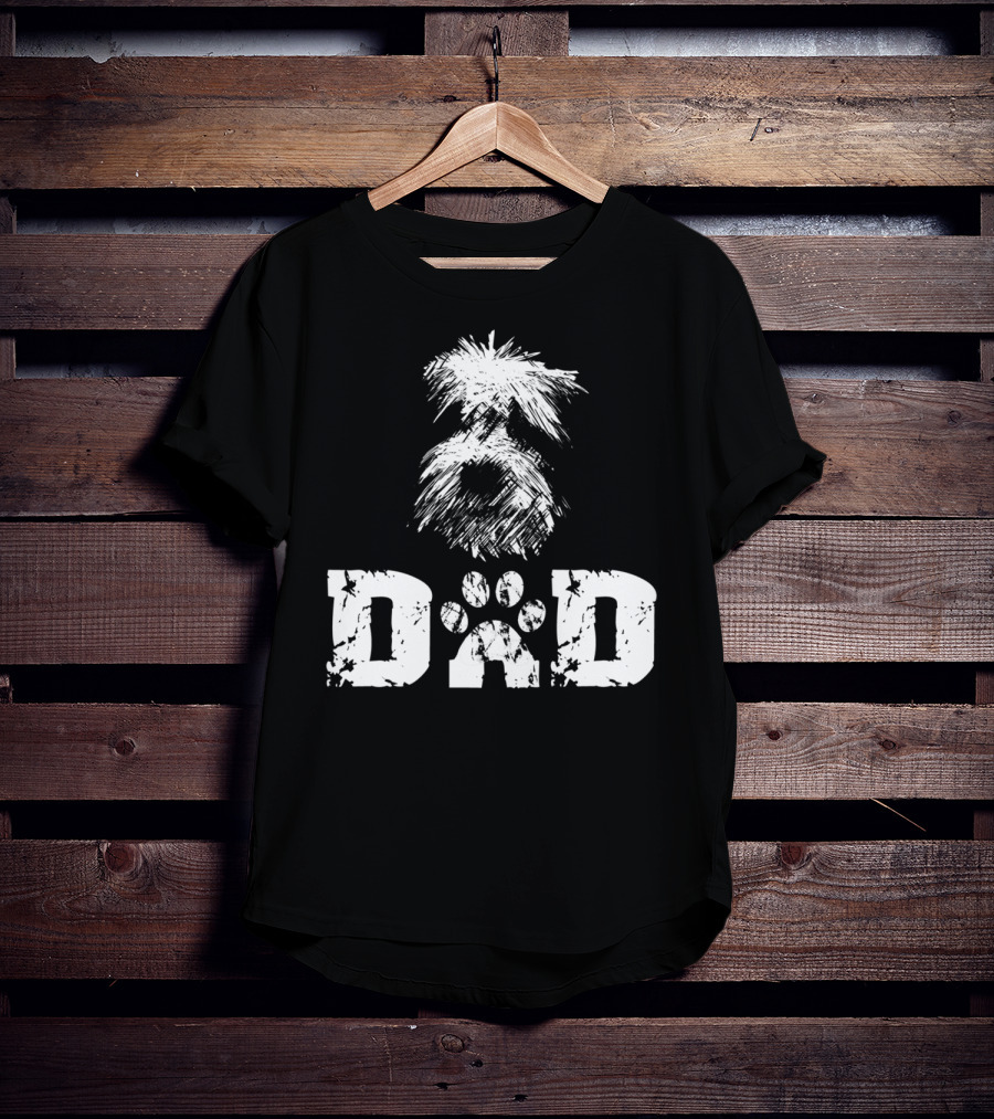 Sheepadoodle Dad Doodle Dog Paw Prints T-Shirt