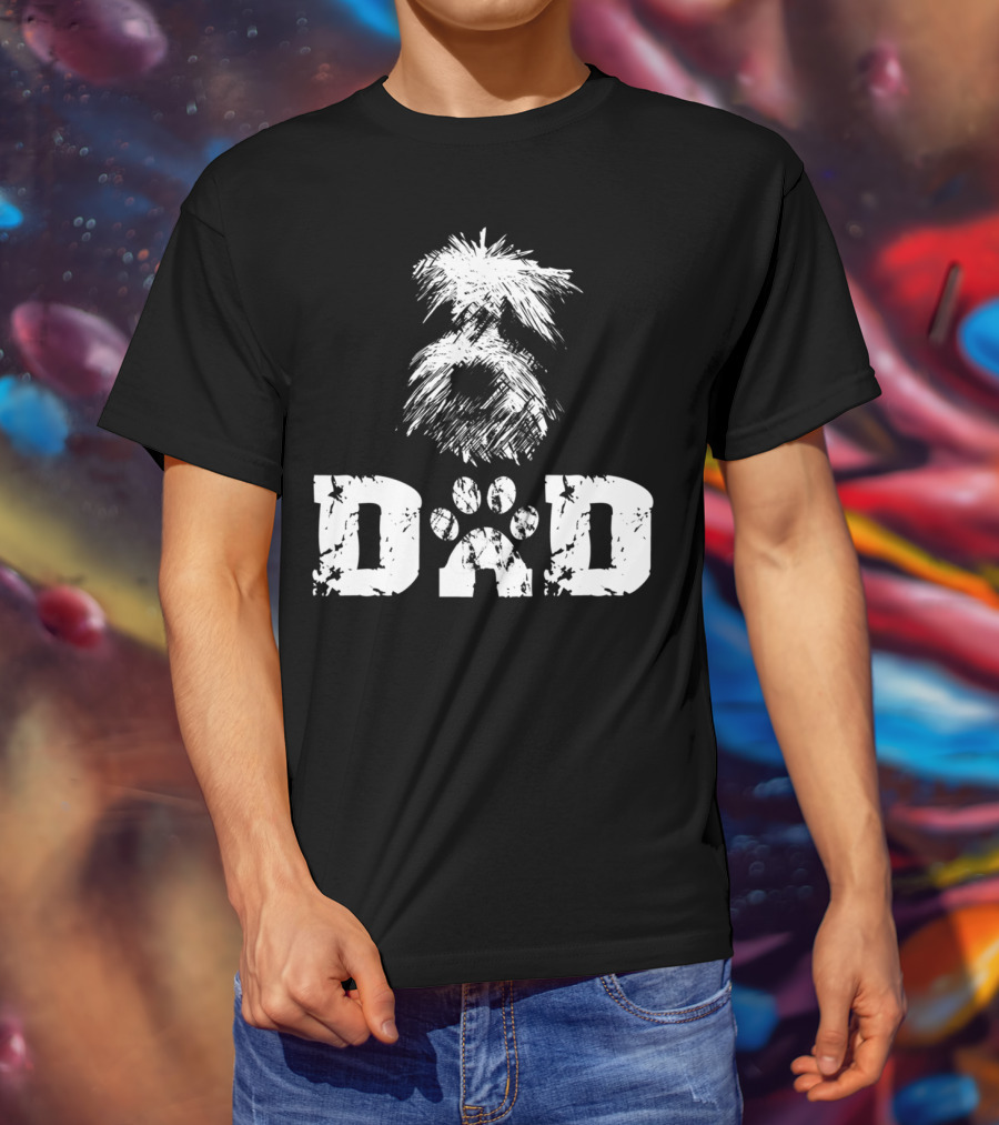 Sheepadoodle Dad Doodle Dog Paw Prints T-Shirt
