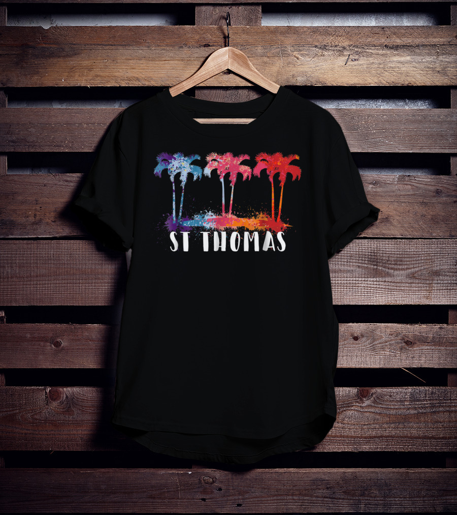 St Thomas Virgin Islands Tropical Palm Trees Paint T-Shirt