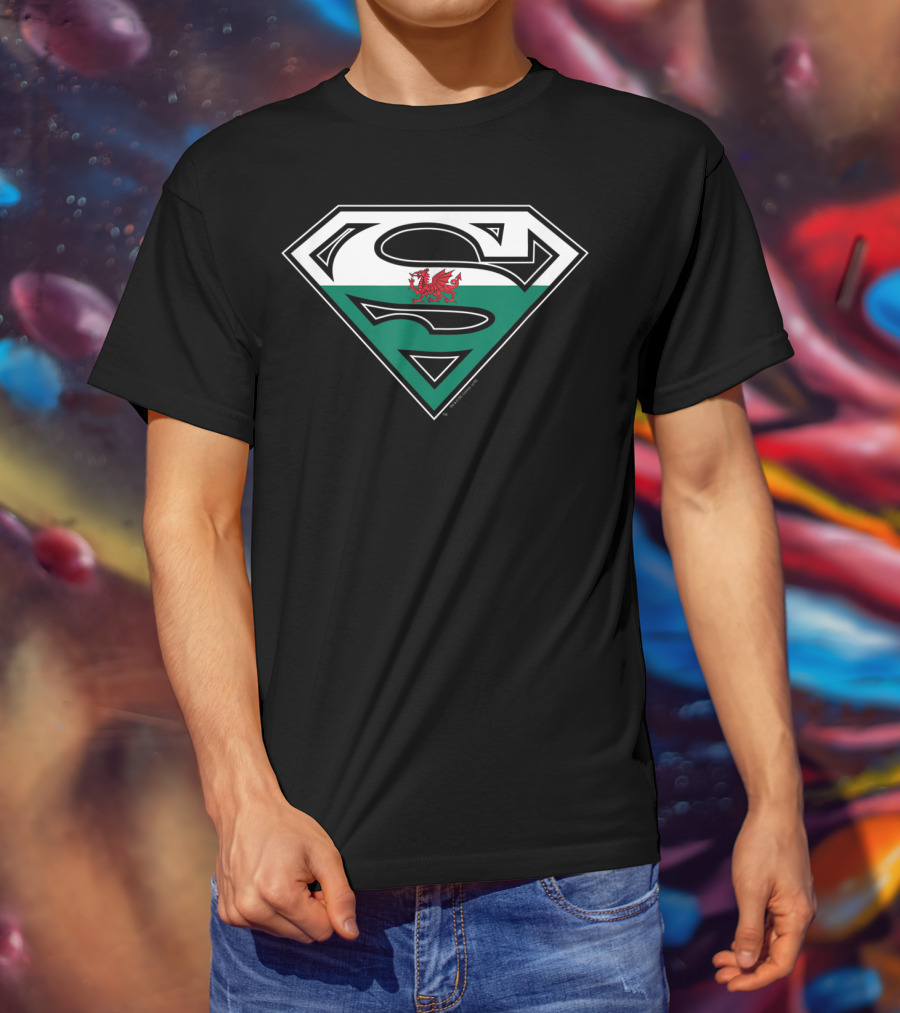 Superman S Logo With Welsh Flag Dragon T-Shirt